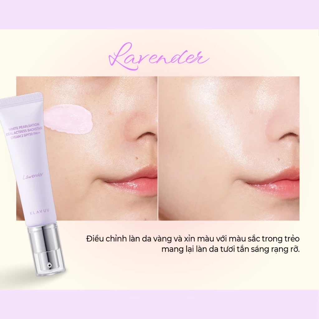 Kem Lót Klavuu White Pearlsation Ideal Actress Backstage Cream SPF30 PA++ che khuyết điểm 30ml
