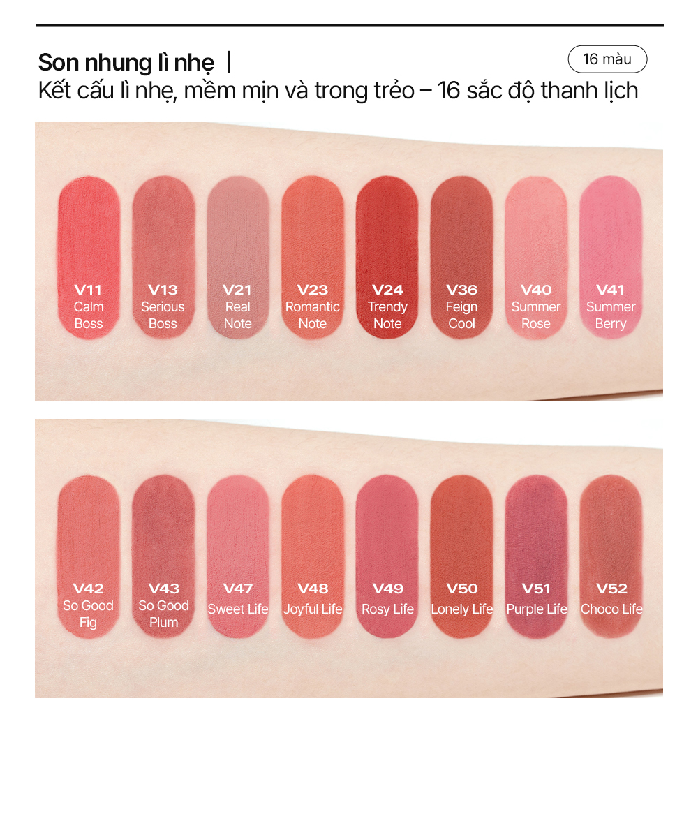 Son kem nhung thuần chay, nhẹ môi BBIA Last Velvet Tint MLBB Re-new Version 5g đủ màu