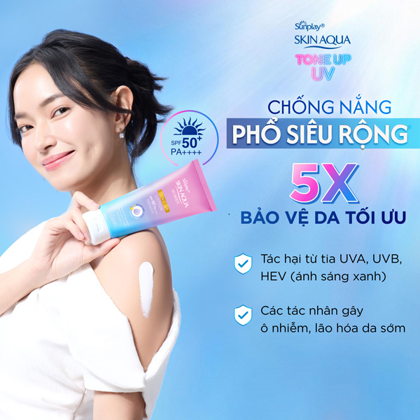 Kem Chống Nắng Nâng Tông Body Sunplay Skin Aqua UV Body Tone Up LAVENDER Lotion SPF 50+ PA++++ 130g