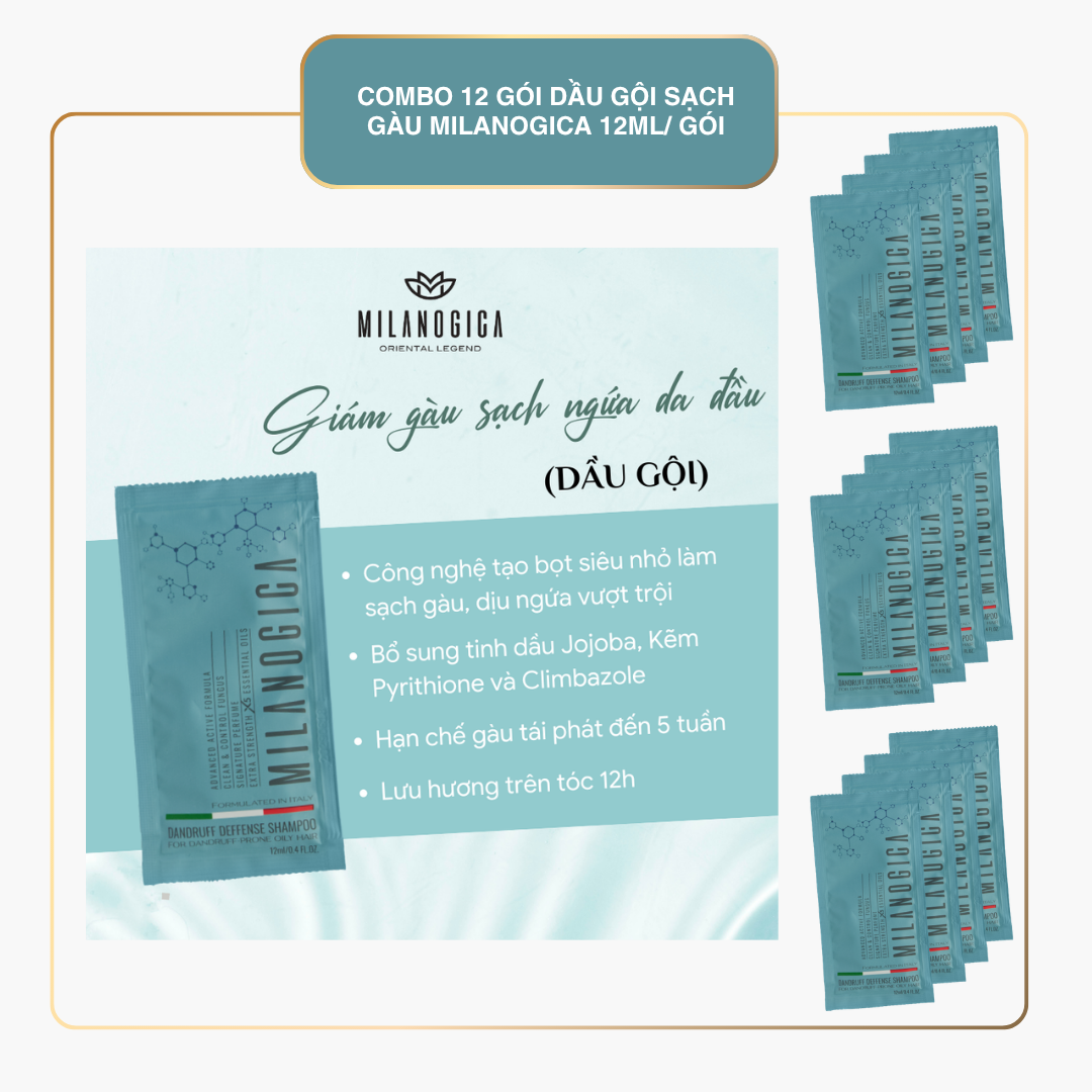 Dầu gội & xả Milanogica size mini 25ml & 12ml Phục hồi hư tổn, Giảm gàu sạch ngứa LYO