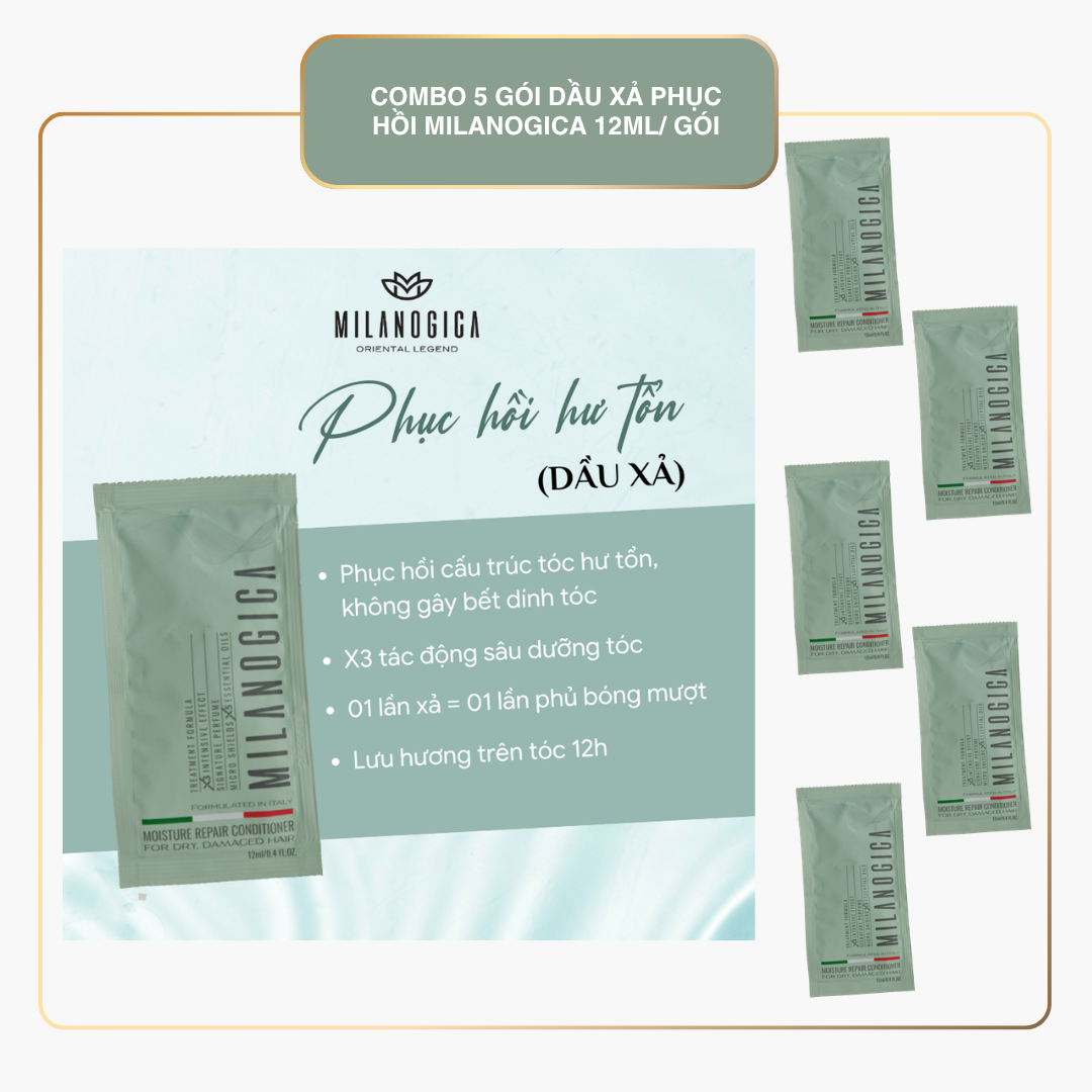Dầu gội & xả Milanogica size mini 25ml & 12ml Phục hồi hư tổn, Giảm gàu sạch ngứa LYO