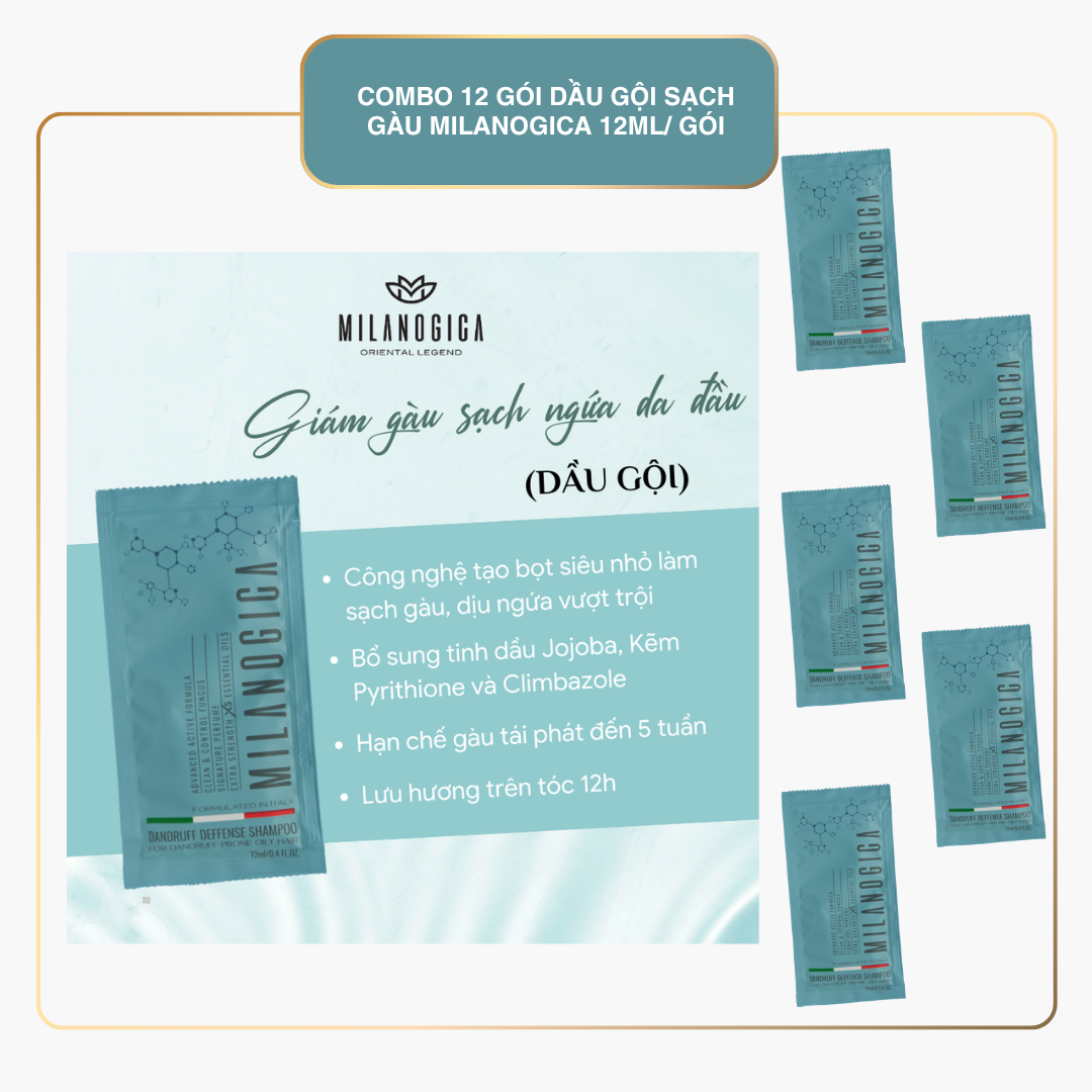 Dầu gội & xả Milanogica size mini 25ml & 12ml Phục hồi hư tổn, Giảm gàu sạch ngứa LYO