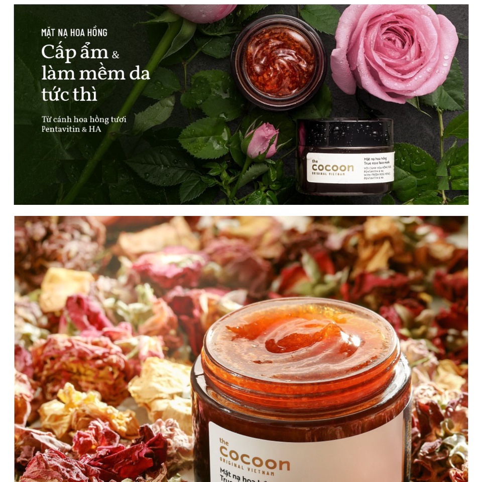 Mặt Nạ Hoa Hồng Cấp Ẩm Làm Mềm Da Cocoon True Rose Face Mask 100ml
