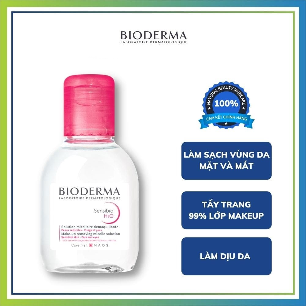 d53 - Nước Tẩy Trang Cho Da Nhạy Cảm Và Da Khô Bioderma Sensibio H2O 100ml (Màu hồng)
