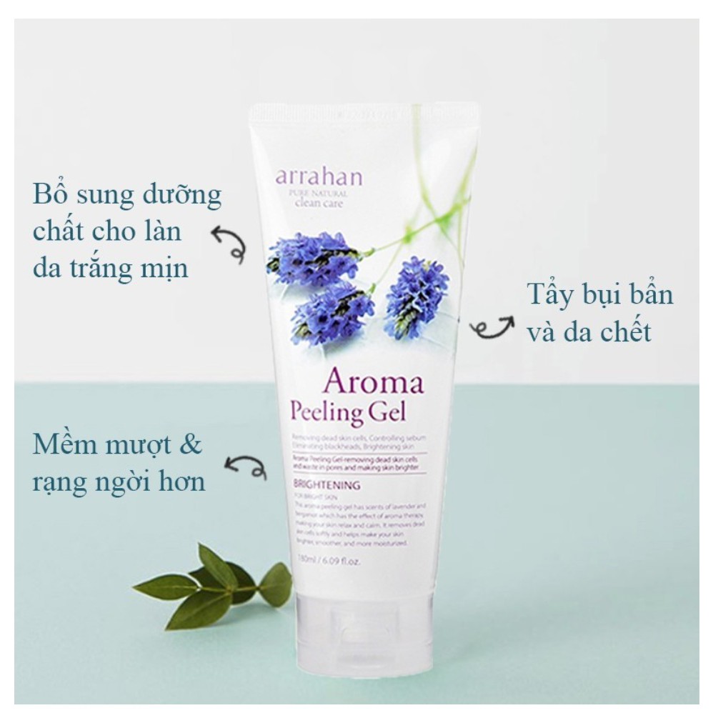 Tẩy Da Chết Arrahan Peeling Gel 180ml (Hương táo, Chanh, Hoa oải hương, than hoạt tính, Đông y, Lô hội)