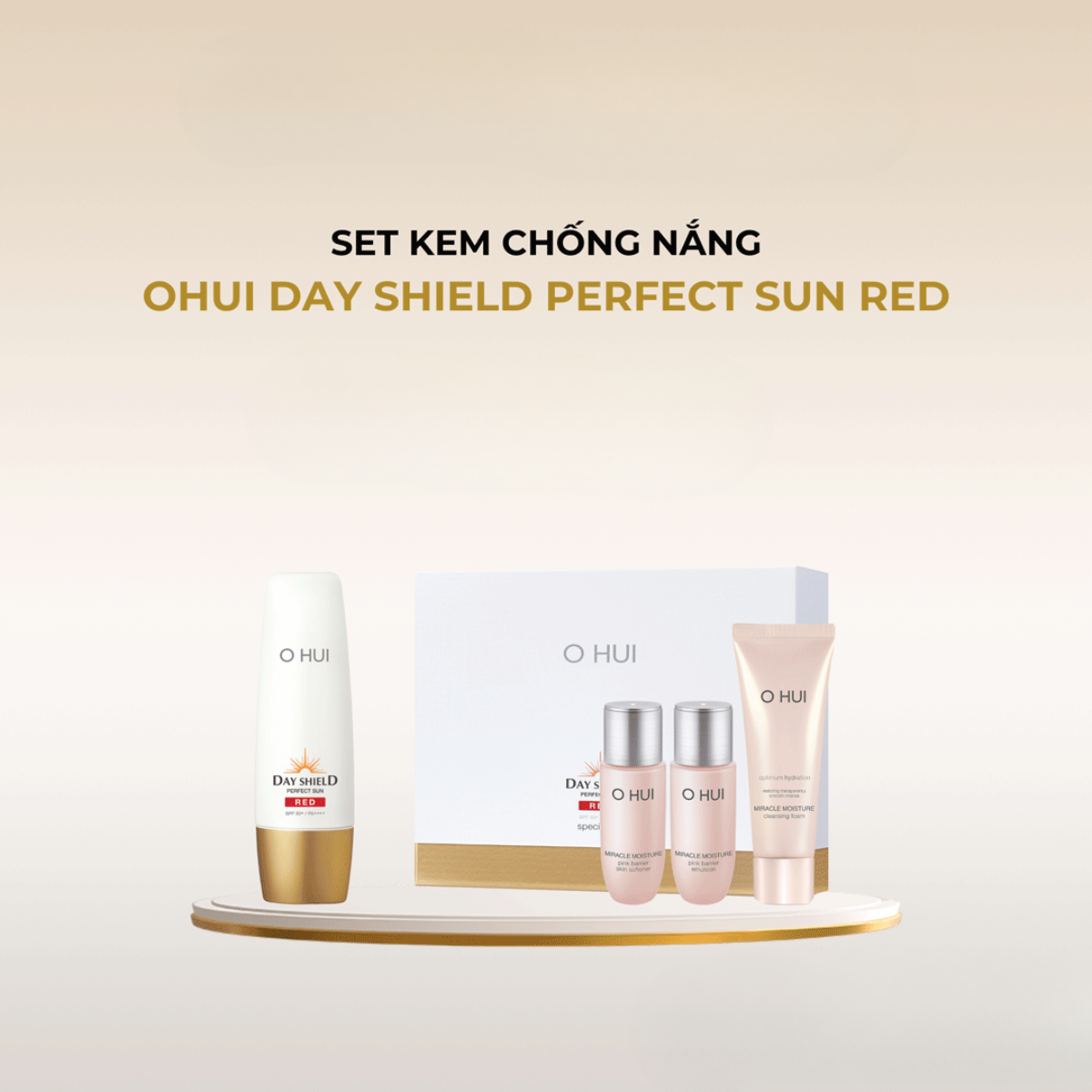 Bộ Sản Phẩm Chống Nắng và Dưỡng Da Ohui Day Shield Perfect Sun Red /Black SPF50+/PA++++ Special Set Hàn Quốc