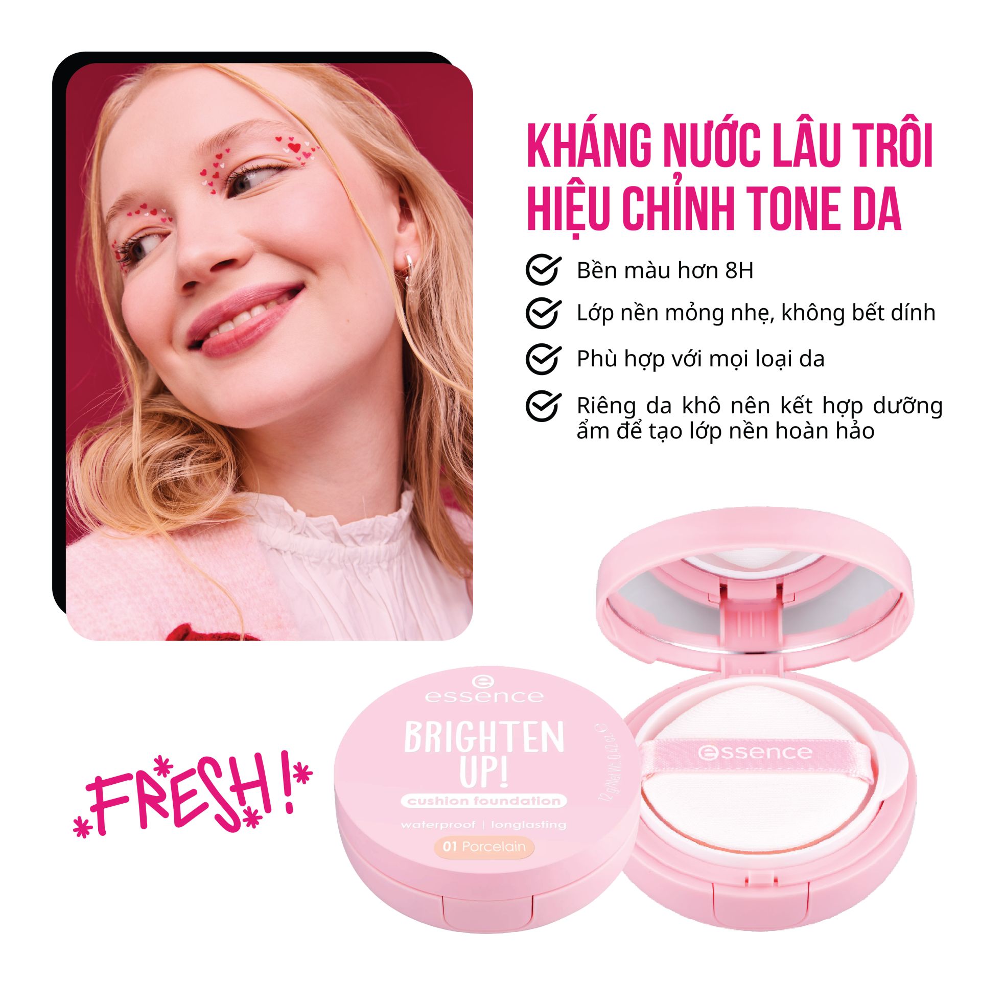 f359 - Cushion kháng nước nâng tông Essence BRIGHTEN UP! Cushion Foundation