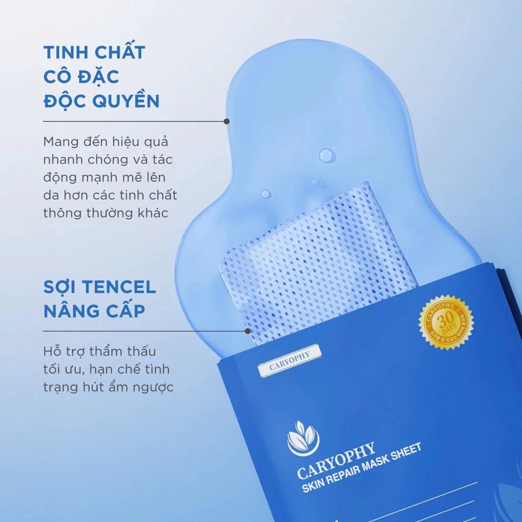 Lẻ 1 Miếng Mặt Nạ Caryophy Skin Repair Mask Sheet Phục Hồi Da, Dưỡng ẩm chuyên sâu 25g LYO