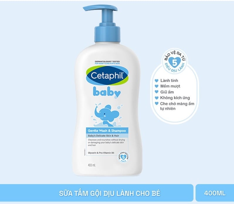 e608 - Sữa Tắm Và Gội Trẻ Em Cetaphil Baby Gentle Dịu Nhẹ Cho Làn Da Em Bé 400ml