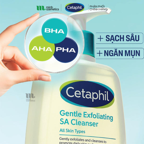 Gel rửa mặt làm sạch dầu nhờn, ngăn mụn cho da dầu nhạy cảm CETAPHIL GENTLE EXFOLIATING SA CLEANSER 236ml - 473ml