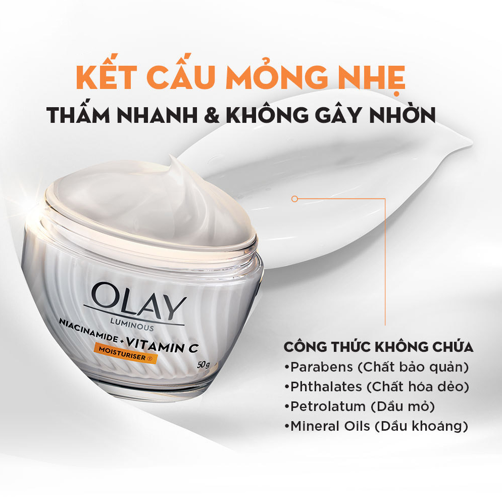 f081 - Kem Dưỡng Ẩm OLAY LUMINOUS NIACINAMIDE + VITAMIN C 50G Mờ Vết Thâm, Đốm Nâu, Dưỡng Sáng Da