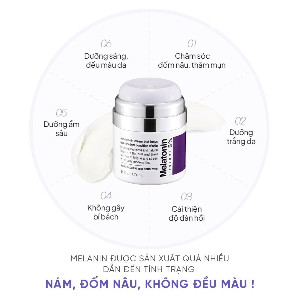 Kem Dưỡng Trắng Da Mờ Nám,Tàn Nhang, Chống Lão Hóa Maxclinic Time Return Melatonin Liposome 5% Cream 50g