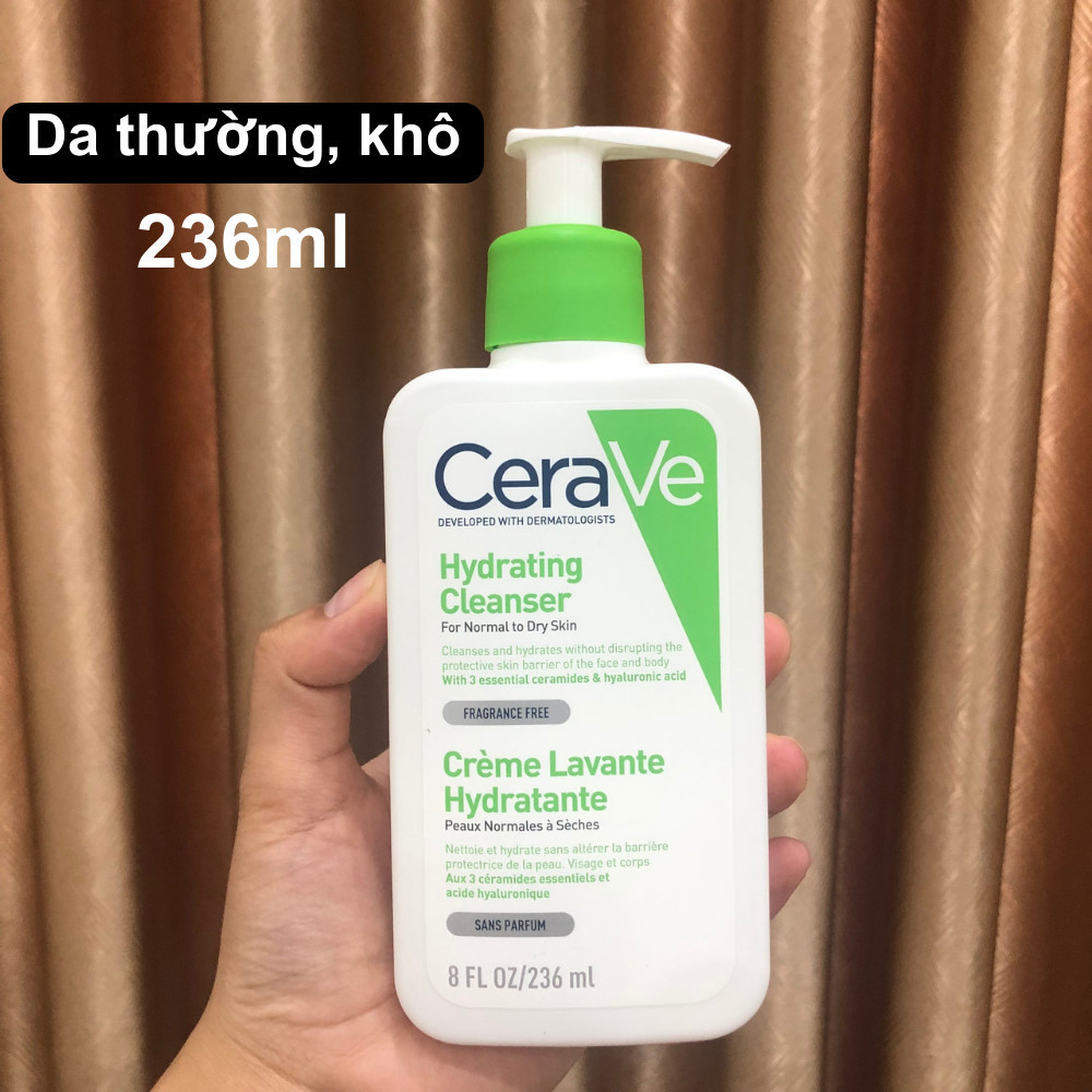 Sữa Rửa Mặt Pháp CeraVe Foaming/Hydrating/SA Smoothing Cleanser Dưỡng Trắng, Cấp Ẩm & Làm Sạch Da 236ml & 473ml
