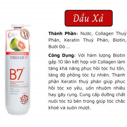 Dầu Gội - Xả Biotin Visiami Rainbow B7 Cải Thiện Mọc Tóc, Phục Hồi Hư Tổn, Dưỡng Tóc Mềm Mượt & Chắc Khỏe 780ml