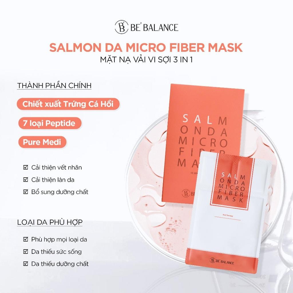 Combo 10 Miếng Mặt Nạ Vải Vi Sợi Be'Balance Micro Fiber Mask 3in1 Cấp Ẩm, Làm Dịu & Giúp Làm Đẹp Da Hàn Quốc 30g