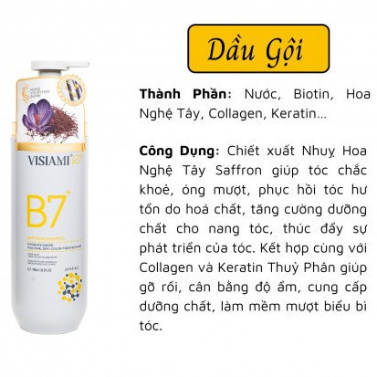 Dầu Gội - Xả Biotin Visiami Rainbow B7 Cải Thiện Mọc Tóc, Phục Hồi Hư Tổn, Dưỡng Tóc Mềm Mượt & Chắc Khỏe 780ml