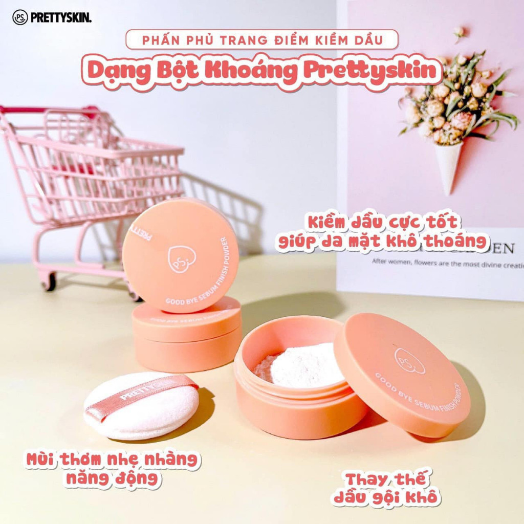 Phấn Phủ Bột Kiềm Dầu Prettyskin Goodbye Sebum Finish Powder/Plus+ Cica Chất Phấn Mềm Mại, Che Phủ Tự Nhiên Hàn Quốc 5g