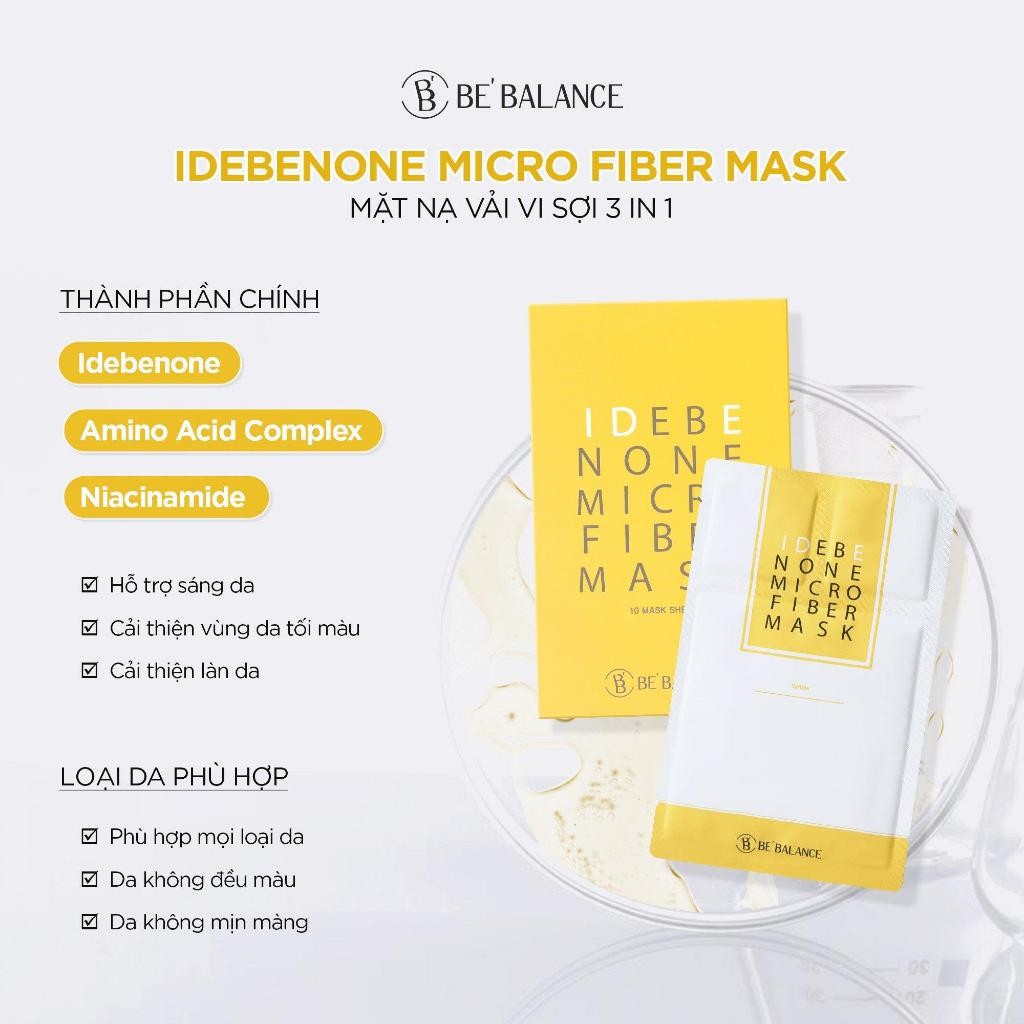 Combo 10 Miếng Mặt Nạ Vải Vi Sợi Be'Balance Micro Fiber Mask 3in1 Cấp Ẩm, Làm Dịu & Giúp Làm Đẹp Da Hàn Quốc 30g