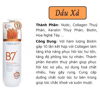 Dầu Gội - Xả Biotin Visiami Rainbow B7 Cải Thiện Mọc Tóc, Phục Hồi Hư Tổn, Dưỡng Tóc Mềm Mượt & Chắc Khỏe 780ml