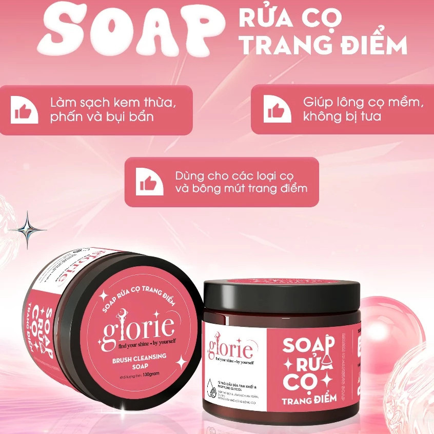 Sáp Rửa Cọ Trang Điểm Glorie Brush Cleansing Soap Dễ Thao Tác Làm Sạch Cọ 130g