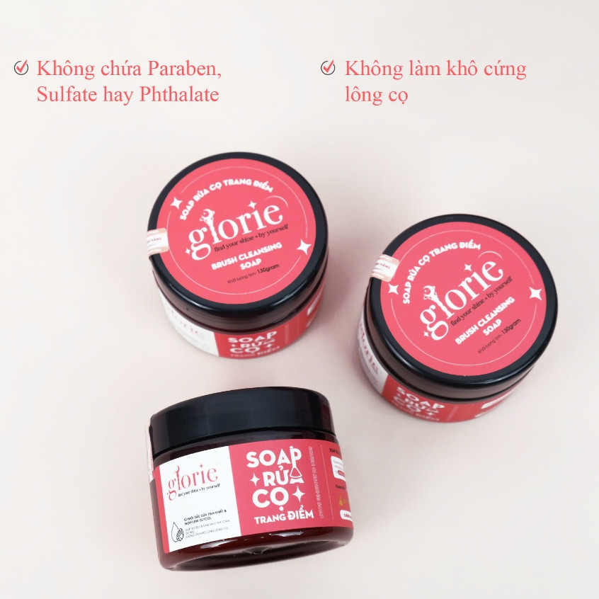 Sáp Rửa Cọ Trang Điểm Glorie Brush Cleansing Soap Dễ Thao Tác Làm Sạch Cọ 130g