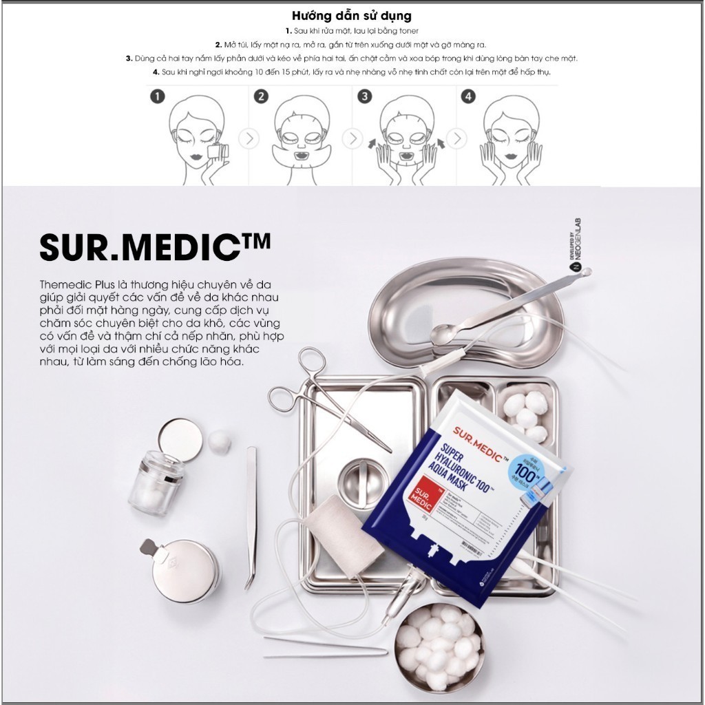 Combo 10 Miếng Mặt Nạ Phục Hồi, Dưỡng Trắng Da Sur.Medic+ Super /Age - Control Mask Hàn Quốc 28g/30g