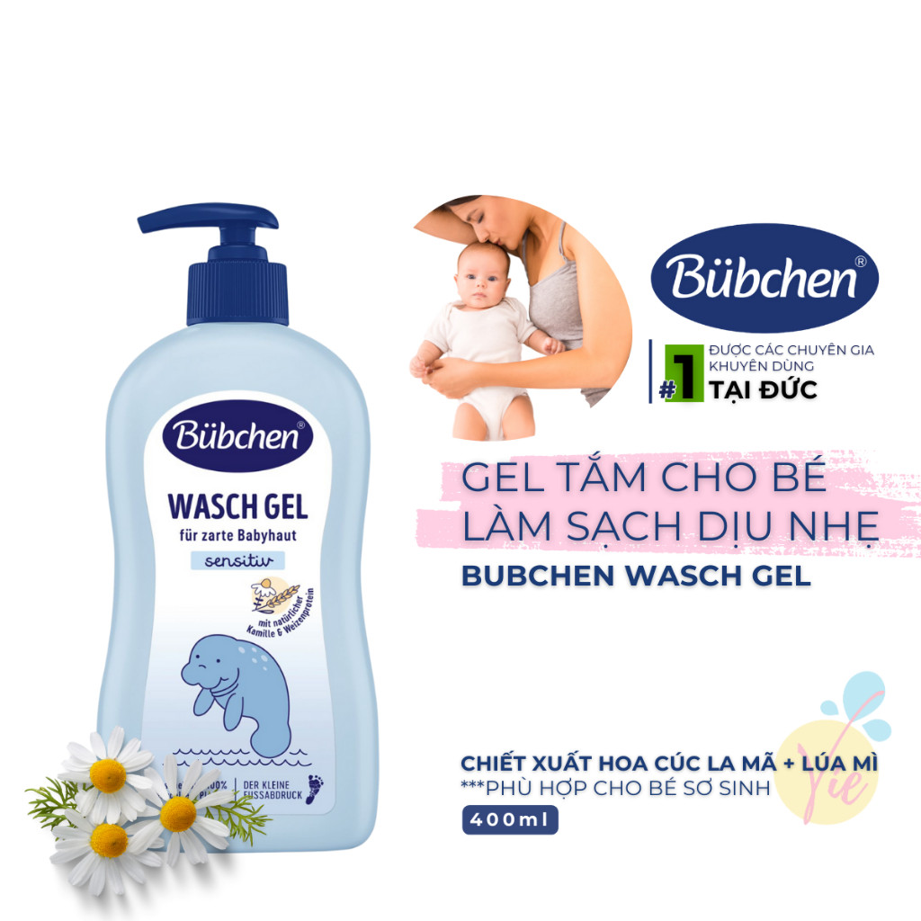 Sữa Tắm Gội Dịu Nhẹ, An Toàn Cho Da Bé Sơ Sinh Bubchen Bad & Shampoo / Wasch Gel Đức 400ml