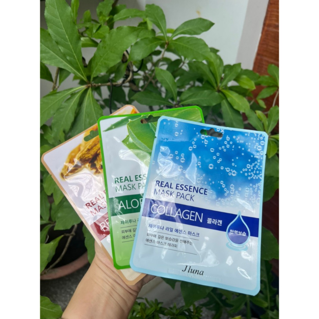 Combo 3 Miếng, 5 Miếng,10 Miếng Mặt Nạ  Dưỡng Da Trắng Sáng Mix Vị Ngẫu Nhiên Jluna Real Essence Mask Pack Hàn Quốc 20ml