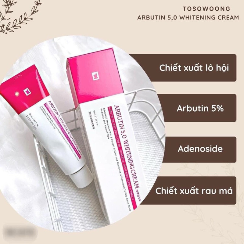 a697 - Kem Dưỡng Trắng Da, Mờ Thâm Nám Tosowoong Arbutin 5% Whitening Cream Hàn Quốc 50ml