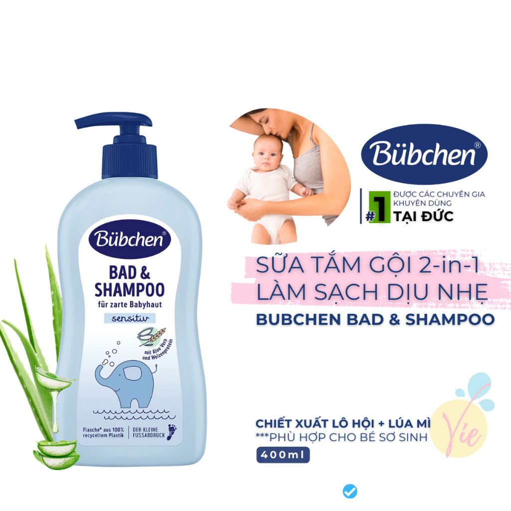 Sữa Tắm Gội Dịu Nhẹ, An Toàn Cho Da Bé Sơ Sinh Bubchen Bad & Shampoo / Wasch Gel Đức 400ml