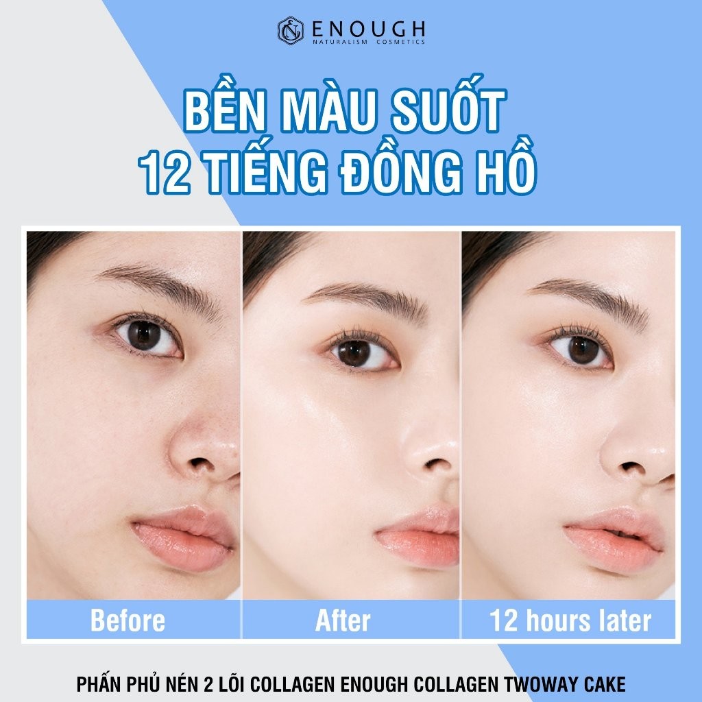 Phấn Phủ 2 Lõi Collagen Enough Twoway Cake Che Khuyết Điểm, Kiểm Soát Dầu Thừa Hàn Quốc 13g+13g