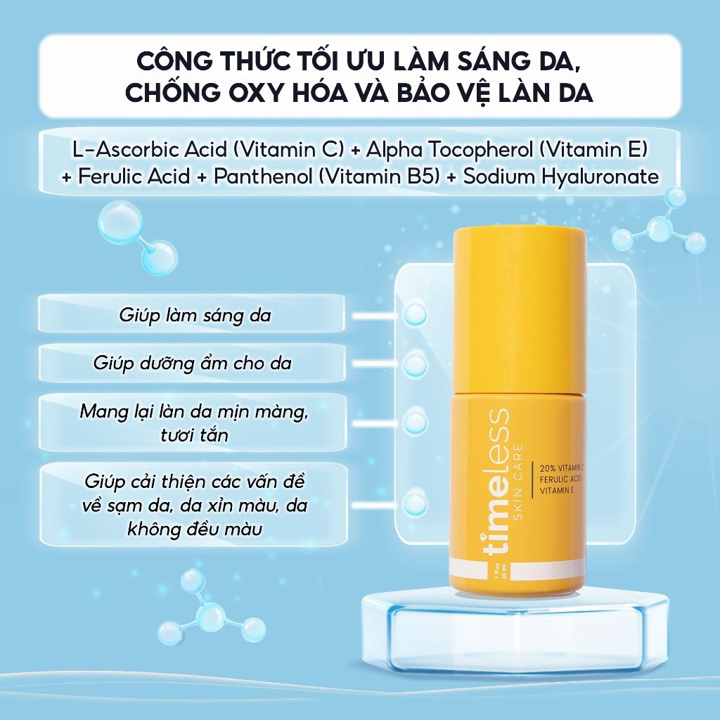 a774 - Serum Tinh Chất Giữ Ẩm, Dưỡng Trắng Da Giảm Thâm Timeless 10% / 20% Vitamin C + E + Ferulic Acid 30ml