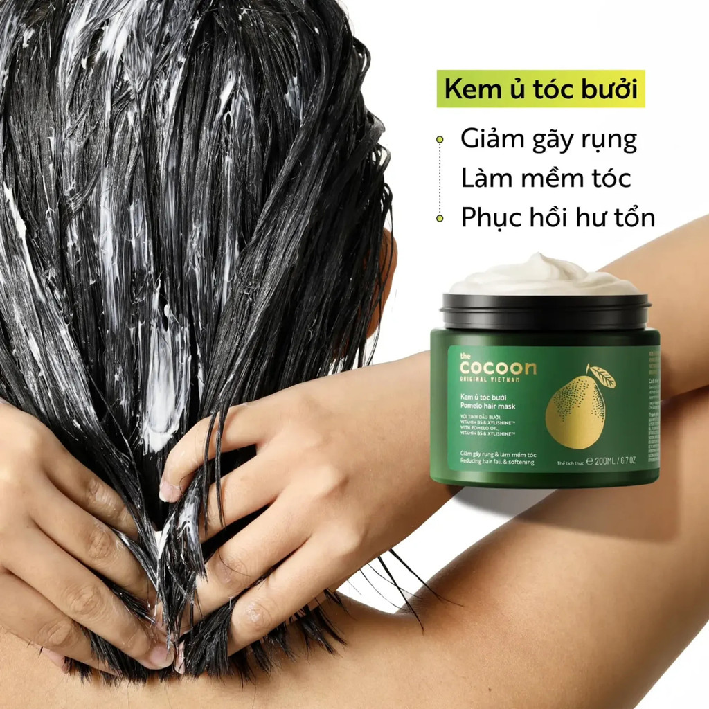 e927 - Kem Ủ Tóc Bưởi Pomelo CoCoon giảm gãy rụng và mềm mượt tóc 200ml LYO