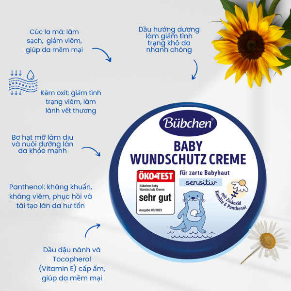e759 - Kem Chống Hăm Thuần Chay Baby Wundschutz Creme 150ml Bubchen LYO