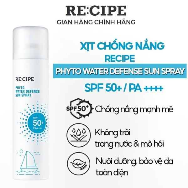 f089 - Xịt chống nắng Re:cipe Phyto Water Defense Sun Spray SPF50+ PA++++ 180ml LYO