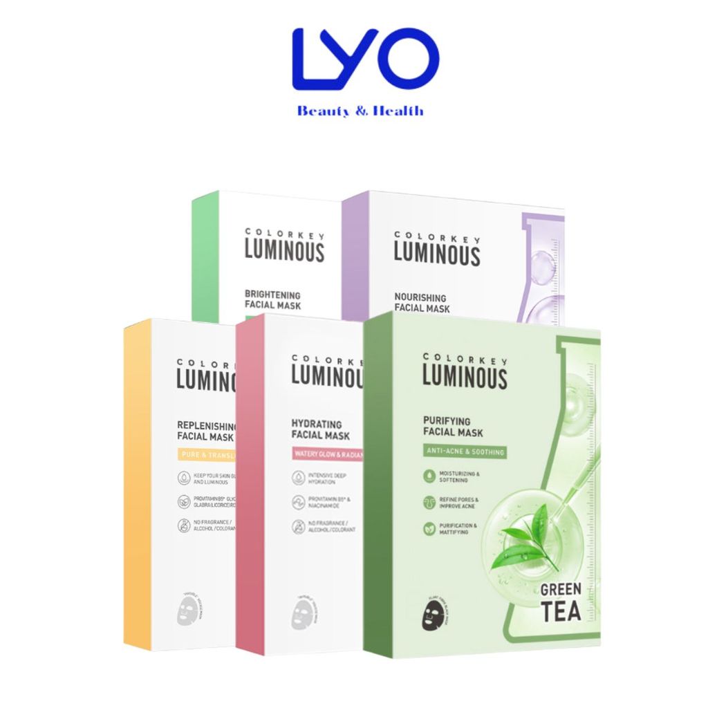 Combo 10 Mặt Nạ Colorkey Luminous B5 Facial Mask 25ml (Đủ màu) (Nguyên hộp) LYO