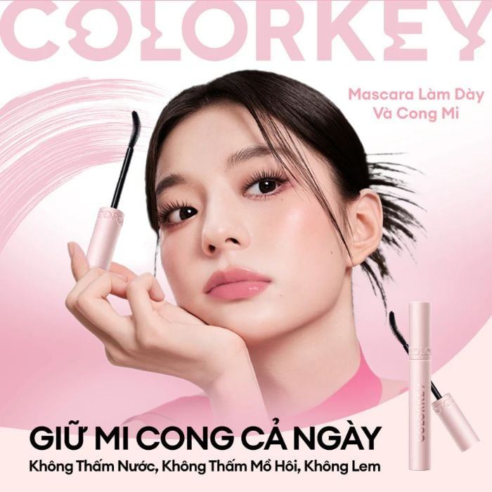 e950 - Mascara COLORKEY Hỗ Trợ Giúp Cong Và Dày Mi, Lâu Trôi, Chống Nước 6g LYO