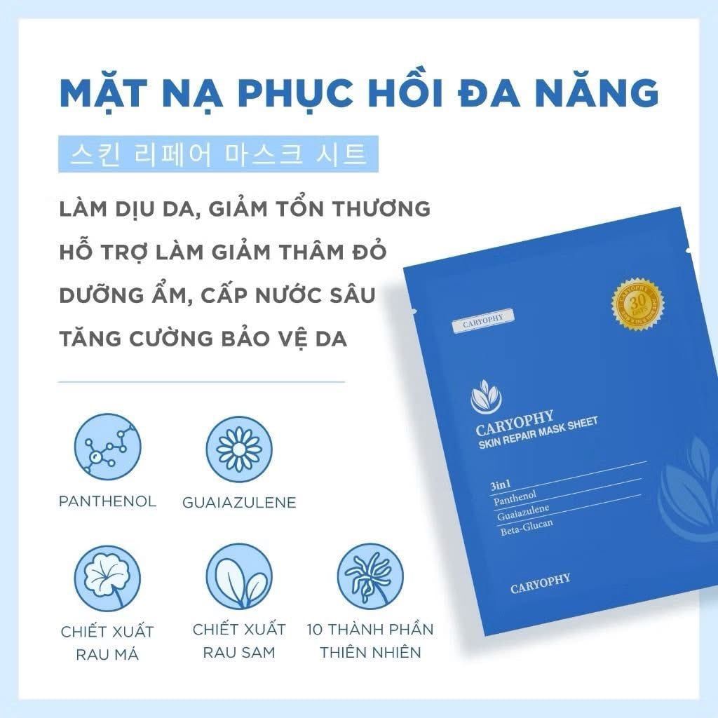 e823 - Combo 10 Miếng Mặt Nạ Caryophy Skin Repair Mask Sheet Dưỡng ẩm & Phục Hồi Da 25G LYO