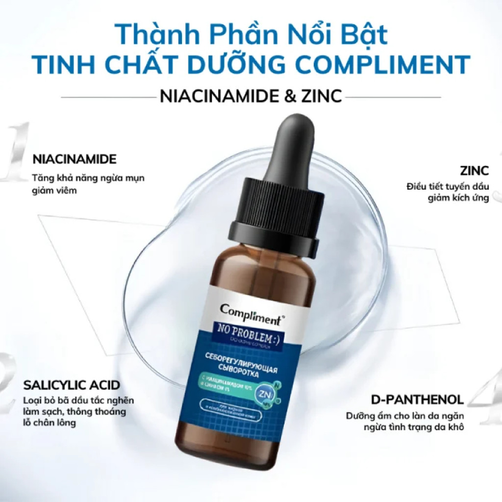f146 - Serum, Tinh chất Compliment làm sạch sâu, giảm mụn, se lỗ chân lông, kiềm dầu Hàng Nga 27ml LYO
