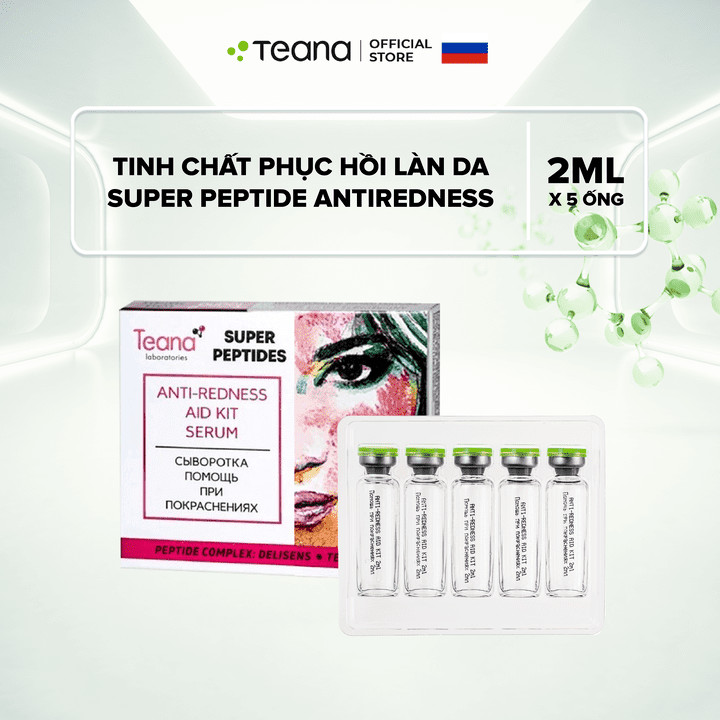 Serum Teana SUPER PEPTIDES giảm đỏ, mụn viêm/mụn ẩn/ phục hồi da nhạy cảm (Loại 5 ống & 10 ống)