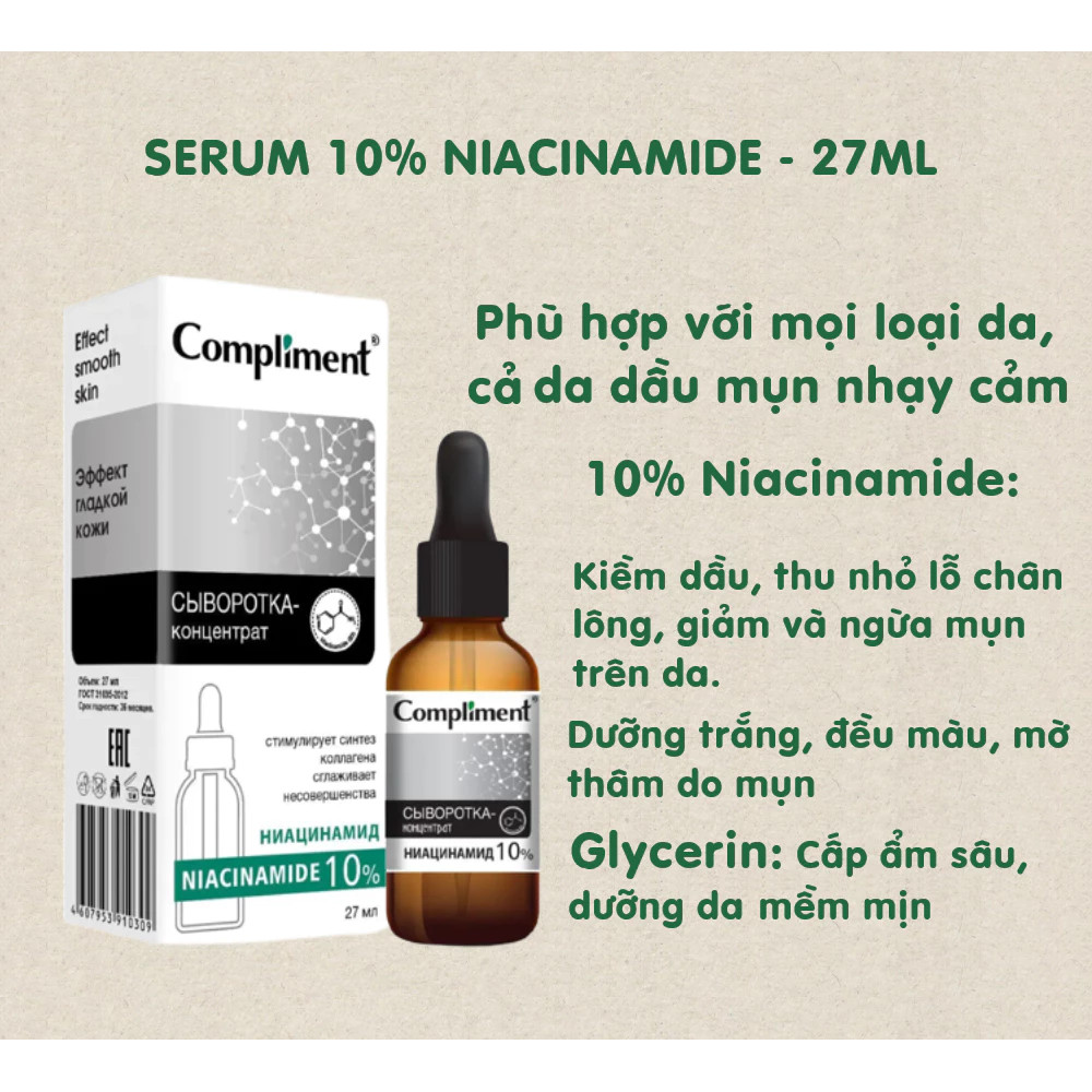 f146 - Serum, Tinh chất Compliment làm sạch sâu, giảm mụn, se lỗ chân lông, kiềm dầu Hàng Nga 27ml LYO