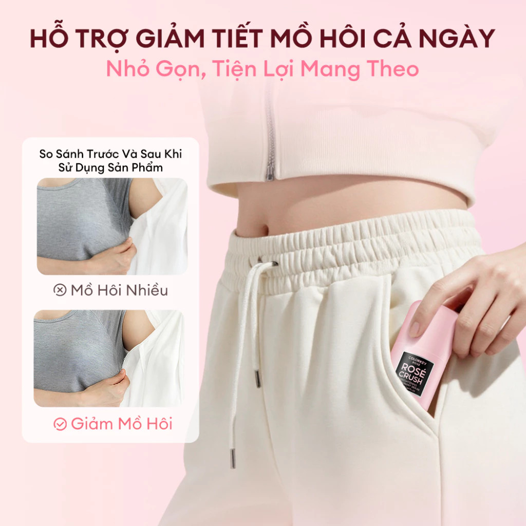 e996 - Lăn Khử Mùi COLORKEY Rosé Crush Hương Trái Cây, Khử Mùi, Ngăn Mồ Hôi, Dưỡng Sáng Da Niacinamide 50ml LYO