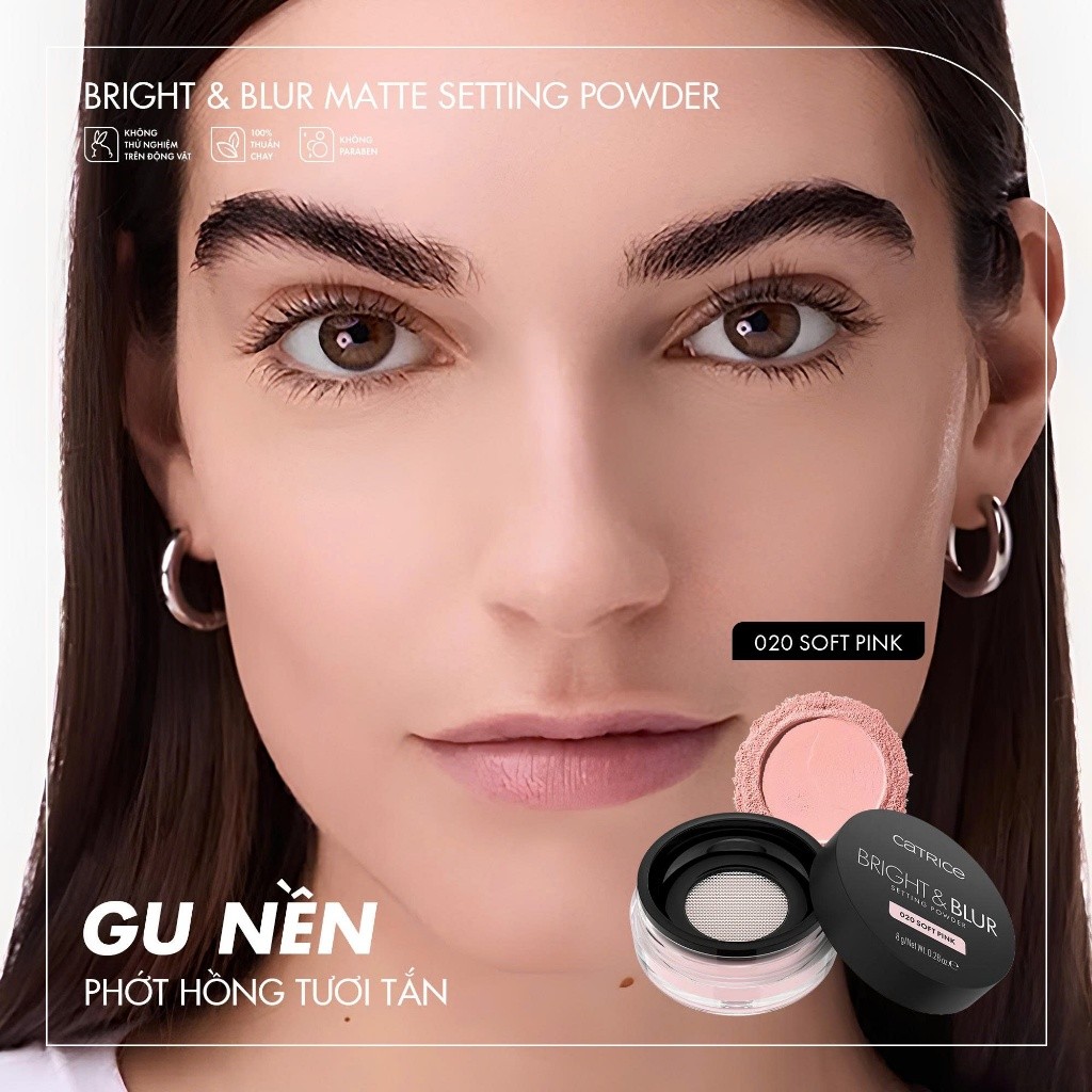f231 - Phấn phủ mỏng nhẹ căng bóng nâng tone Catrice Bright & Blur Setting Powder 8g LYO