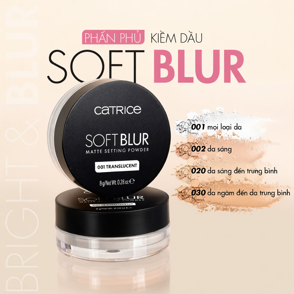 f230 - Phấn phủ mỏng nhẹ kiềm dầu Catrice Soft Blur Matte Setting Powder 8g LYO