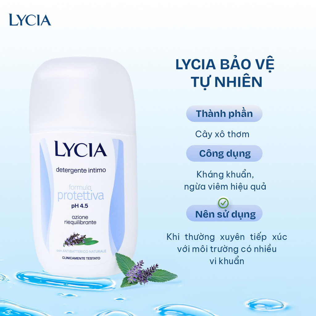 f235 - Dung Dịch Vệ Sinh Phụ Nữ Lycia Intimo 200ml dịu nhẹ, bảo vệ làm da, sạch sâu LYO