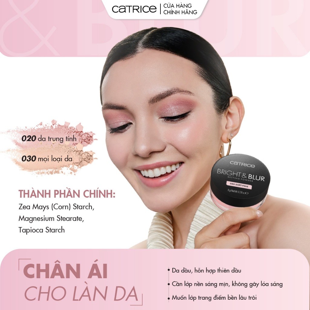 f231 - Phấn phủ mỏng nhẹ căng bóng nâng tone Catrice Bright & Blur Setting Powder 8g LYO
