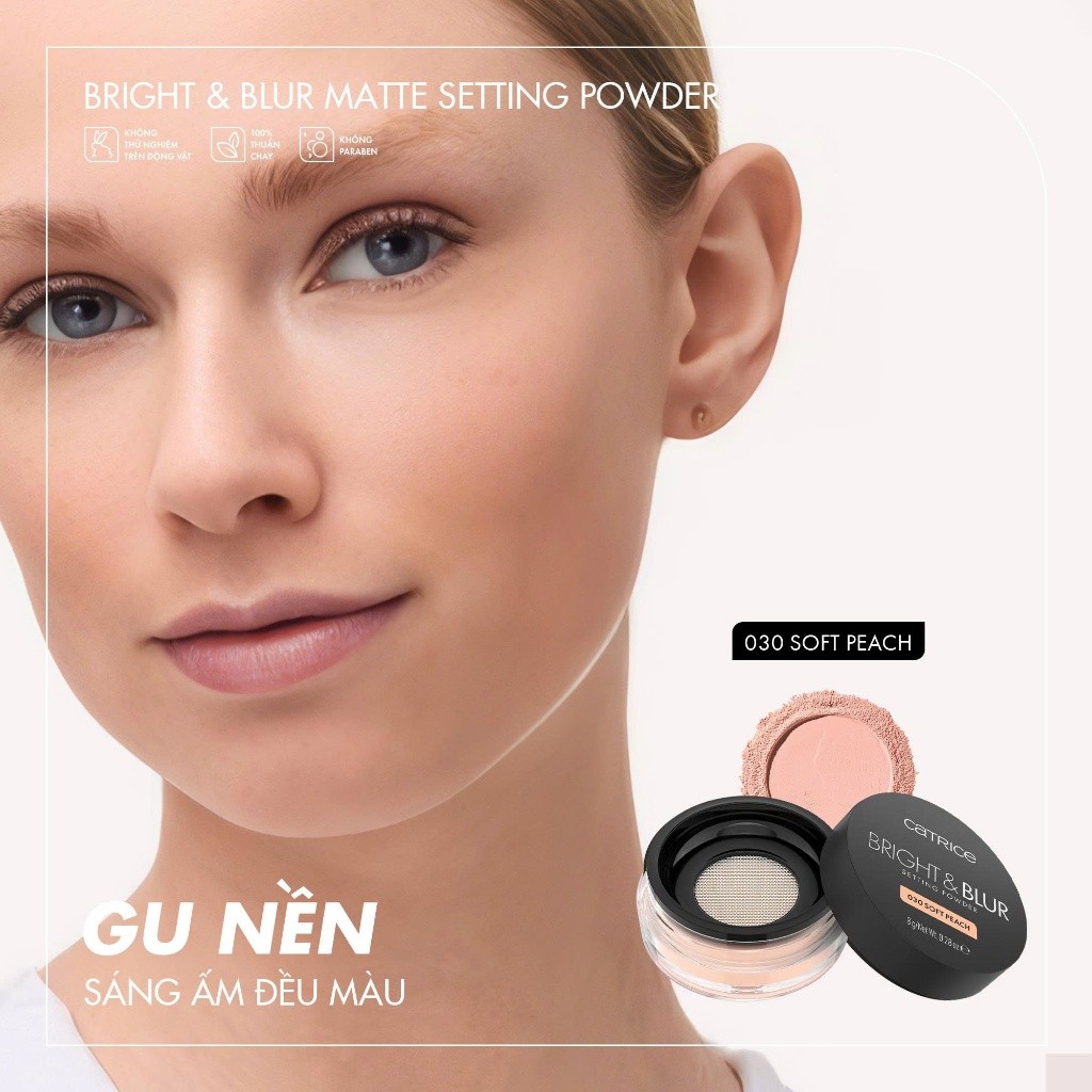 f231 - Phấn phủ mỏng nhẹ căng bóng nâng tone Catrice Bright & Blur Setting Powder 8g LYO