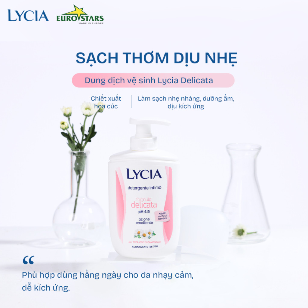 f235 - Dung Dịch Vệ Sinh Phụ Nữ Lycia Intimo 200ml dịu nhẹ, bảo vệ làm da, sạch sâu LYO