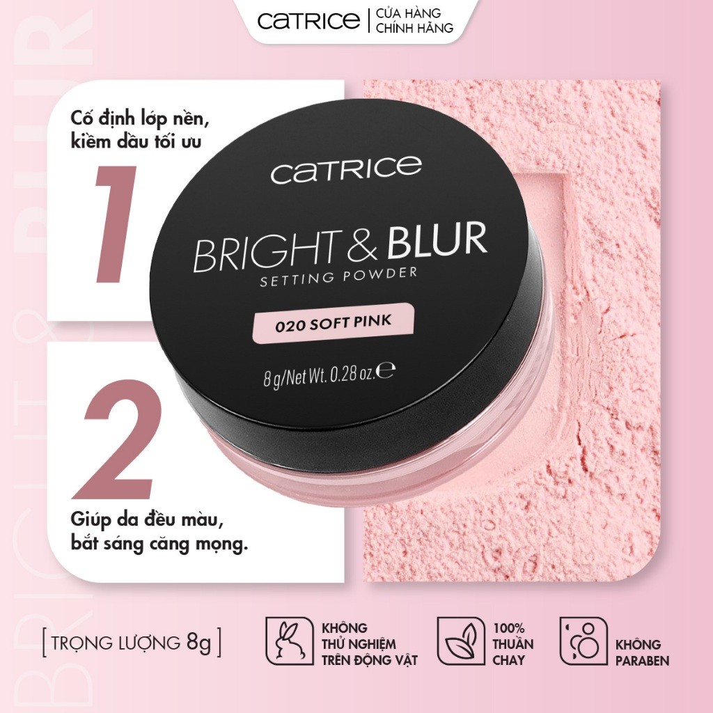 f231 - Phấn phủ mỏng nhẹ căng bóng nâng tone Catrice Bright & Blur Setting Powder 8g LYO