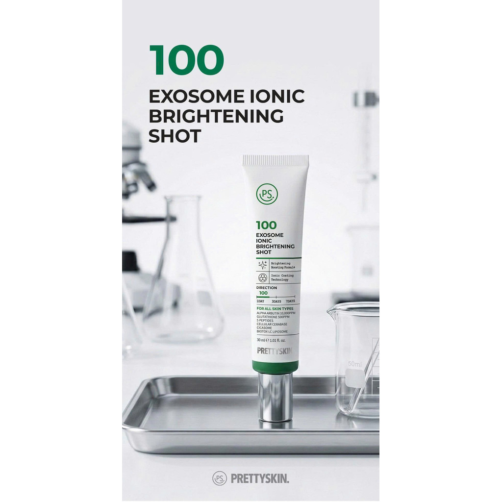 f284 - Tinh chất Vi gai cấy sáng Prettyskin 100 Exosome Ionic Brightening Shot 30ml - 50ml LYO